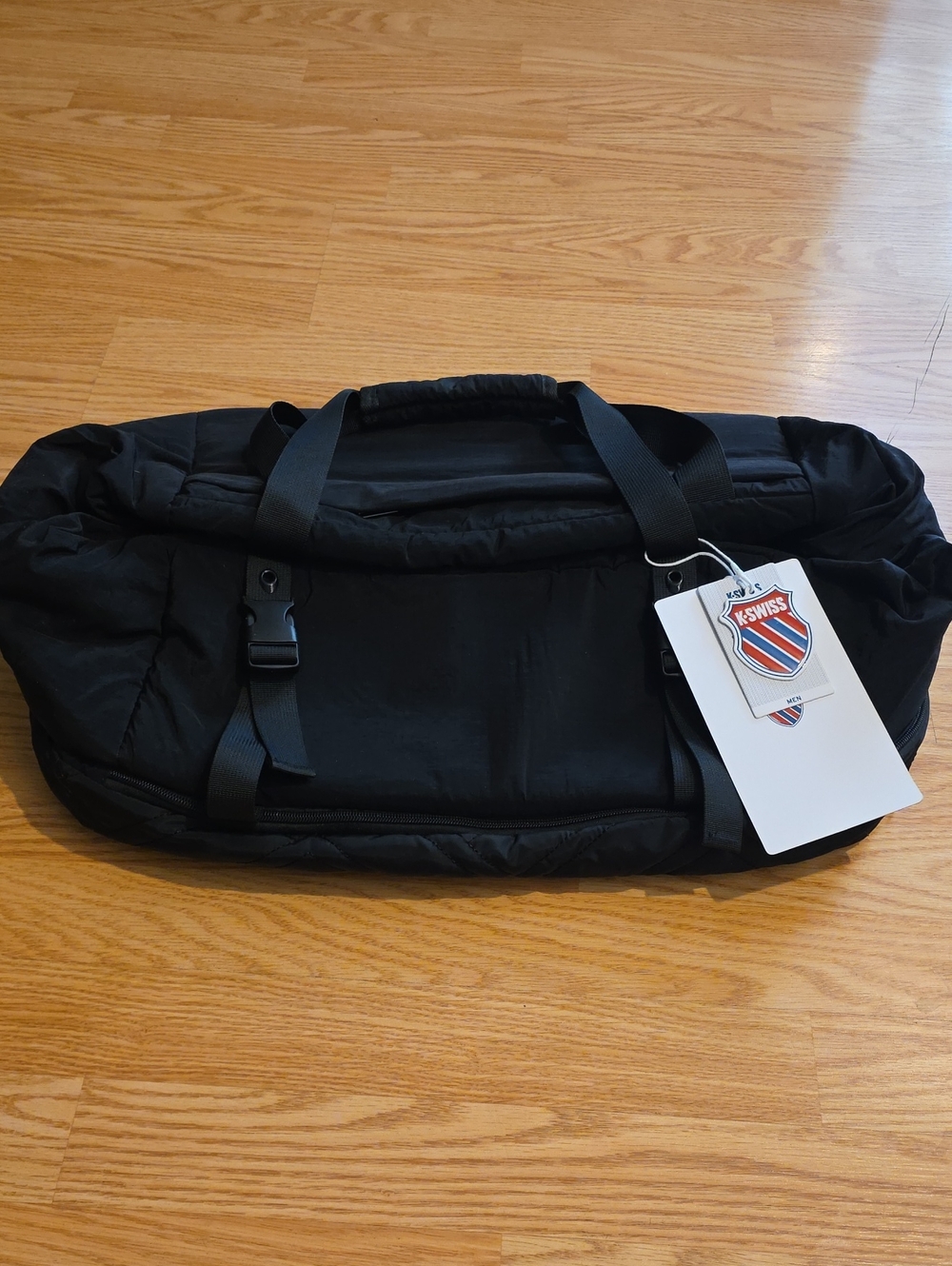 K-Swiss Mens Black Convertable Backpack Duffel Bag